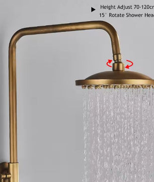 Antiek Messing Douchekraan Set met Handdouche en Wandplanken