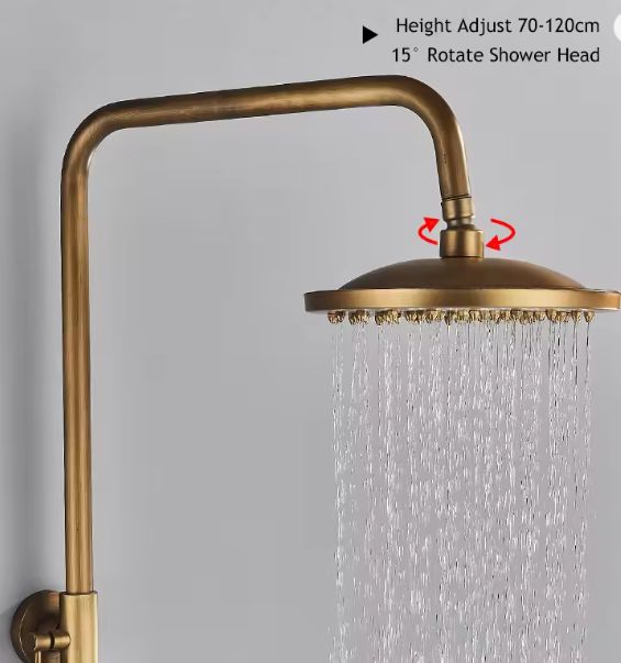 Antiek Messing Douchekraan Set met Handdouche en Wandplanken