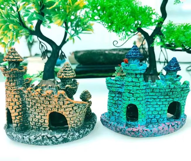 Aquarium Kasteel Decoratie – Hars Ornament met Grotten voor Vissenkom en Aquarium