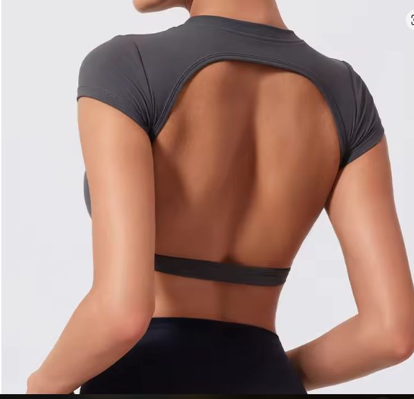 Dames Sport Crop Top – Backless Fitness Top met Stretch en Sneldrogend Materiaal