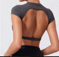 Dames Sport Crop Top – Backless Fitness Top met Stretch en Sneldrogend Materiaal