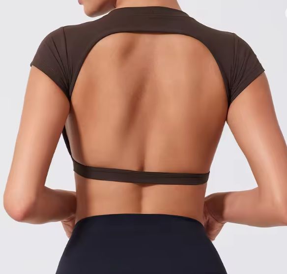 Dames Sport Crop Top – Backless Fitness Top met Stretch en Sneldrogend Materiaal