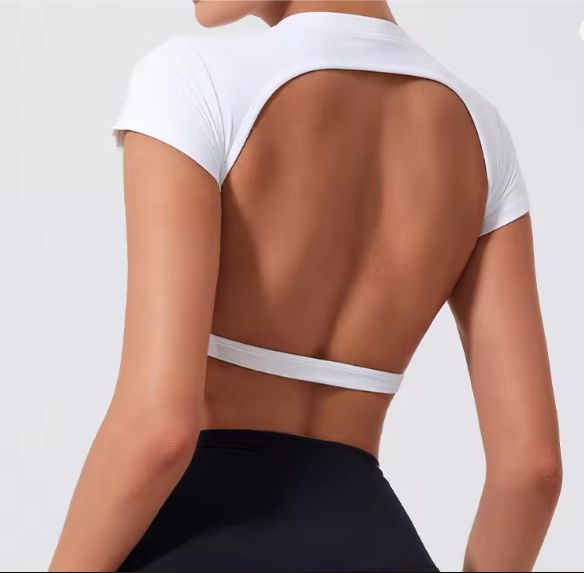 Dames Sport Crop Top – Backless Fitness Top met Stretch en Sneldrogend Materiaal