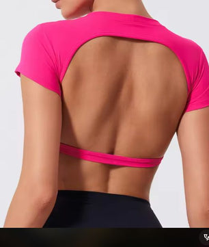 Dames Sport Crop Top – Backless Fitness Top met Stretch en Sneldrogend Materiaal