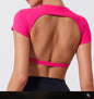 Dames Sport Crop Top – Backless Fitness Top met Stretch en Sneldrogend Materiaal
