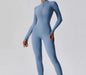 Dames Sport Jumpsuit met Rits en Lange Mouwen – Stretch Fitness Catsuit voor Yoga en Training