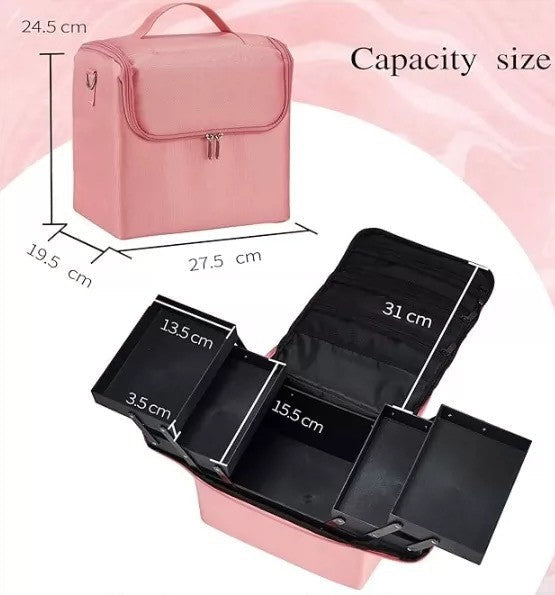 Meerlaagse Make-up Tas – Waterdichte Cosmetische Organizer voor Reizen