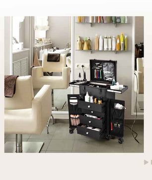 Professionele Make-up Trolley met 4 Laden – Rollende Koffer met Grote Opbergruimte