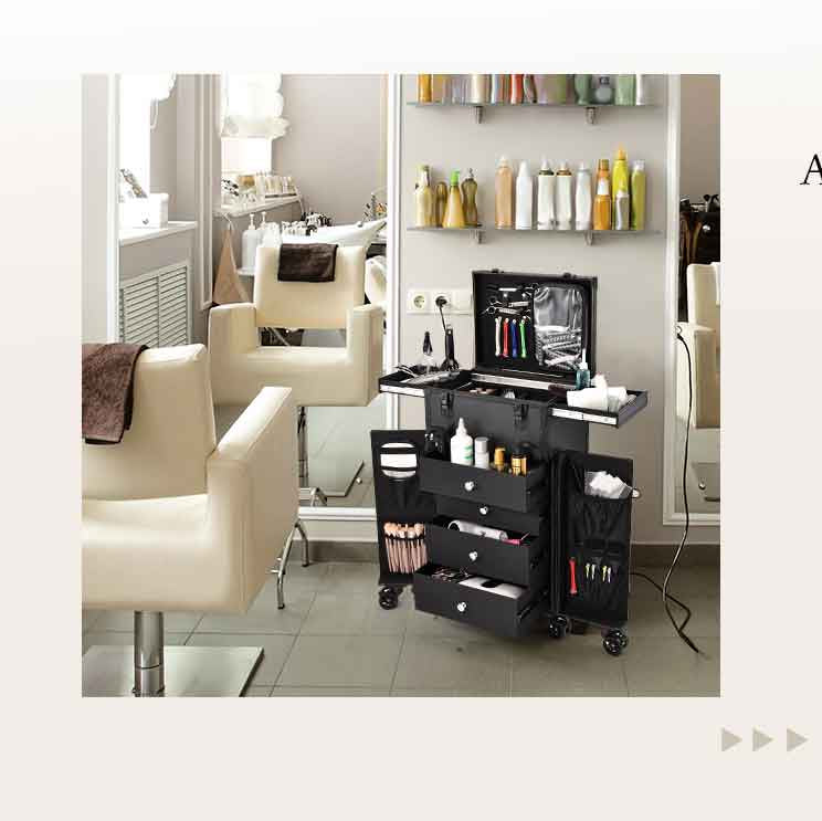 Professionele Make-up Trolley met 4 Laden – Rollende Koffer met Grote Opbergruimte