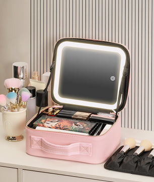 Make-up Koffer met Spiegel en Verdelers – Waterdichte Cosmetische Organizer