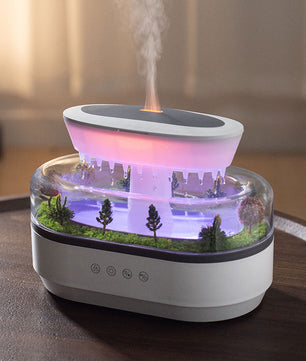 Aroma Luchtbevochtiger met Regendruppel Effect en LED Licht – Ultrasone Diffuser met Witte Ruis