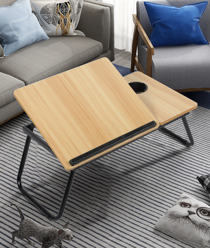 Verstelbaar Opklapbaar Laptopbureau met Bekerhouder voor Bed en Bank – Draagbare Multifunctionele Bedtafel voor Werken en Studeren