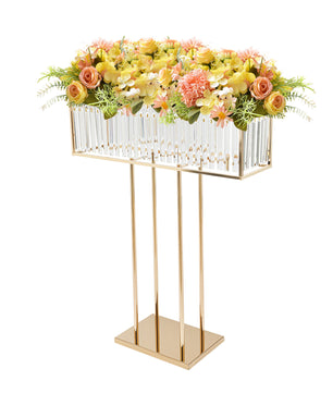 Gouden Kristallen Bloemenstandaard 90 cm – Luxe IJzeren Centerpiece voor Bruiloft en Feestdecoratie