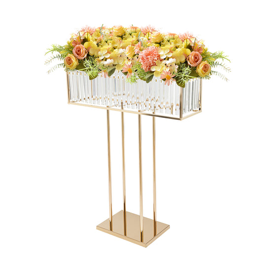 Gouden Kristallen Bloemenstandaard 90 cm – Luxe IJzeren Centerpiece voor Bruiloft en Feestdecoratie