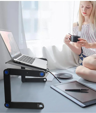 Verstelbare Laptoptafel met Koeling – Opklapbaar Schootbureau met Muismat