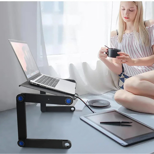 Verstelbare Laptoptafel met Koeling – Opklapbaar Schootbureau met Muismat