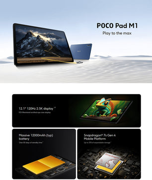 12,1 Inch Tablet met 2,5K 120 Hz Display en Grote Batterij – WiFi Tablet met 256 GB Opslag en Krachtige Processor