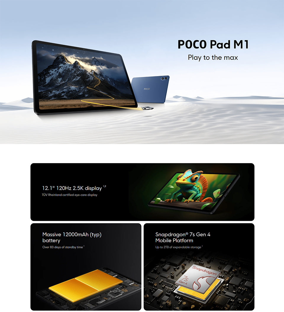 12,1 Inch Tablet met 2,5K 120 Hz Display en Grote Batterij – WiFi Tablet met 256 GB Opslag en Krachtige Processor