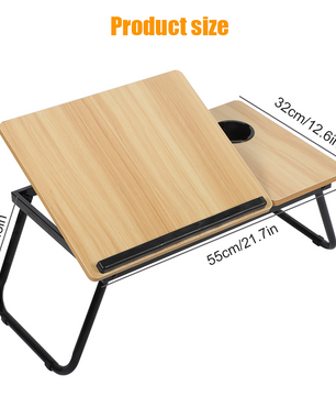 Opklapbare Laptoptafel met Bekerhouder – Verstelbaar Schootbureau voor Bed en Bank