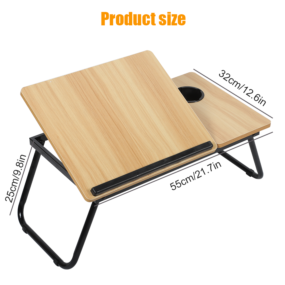 Opklapbare Laptoptafel met Bekerhouder – Verstelbaar Schootbureau voor Bed en Bank