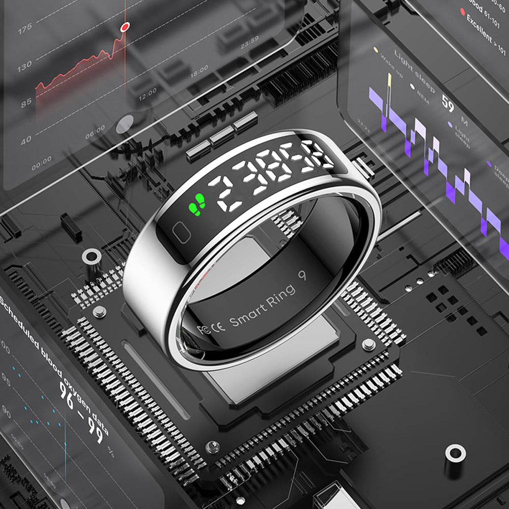 Slimme Ring met Touch Display en Draadloos Opladen – Gezondheidsmonitor en Waterdicht
