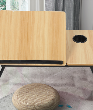 Verstelbaar Opklapbaar Laptopbureau met Bekerhouder voor Bed en Bank – Draagbare Multifunctionele Bedtafel voor Werken en Studeren