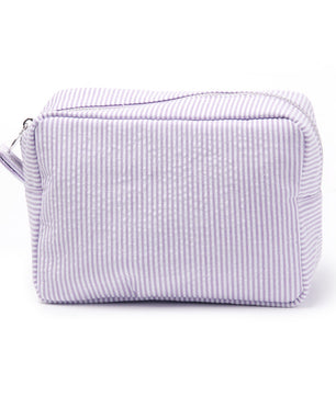 Seersucker Make-up Tas met Ruches – Gestreepte Cosmetische Reistas met Rits