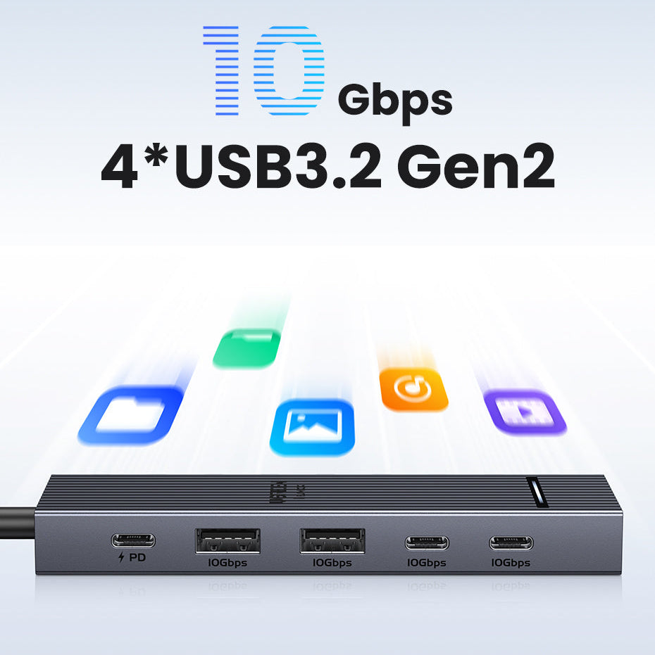 USB-C Hub 10Gbps met 4K 60Hz HDMI en PD Opladen – Multifunctioneel Docking Station