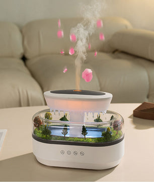 Aroma Luchtbevochtiger met Regendruppel Effect en LED Licht – Ultrasone Diffuser met Witte Ruis