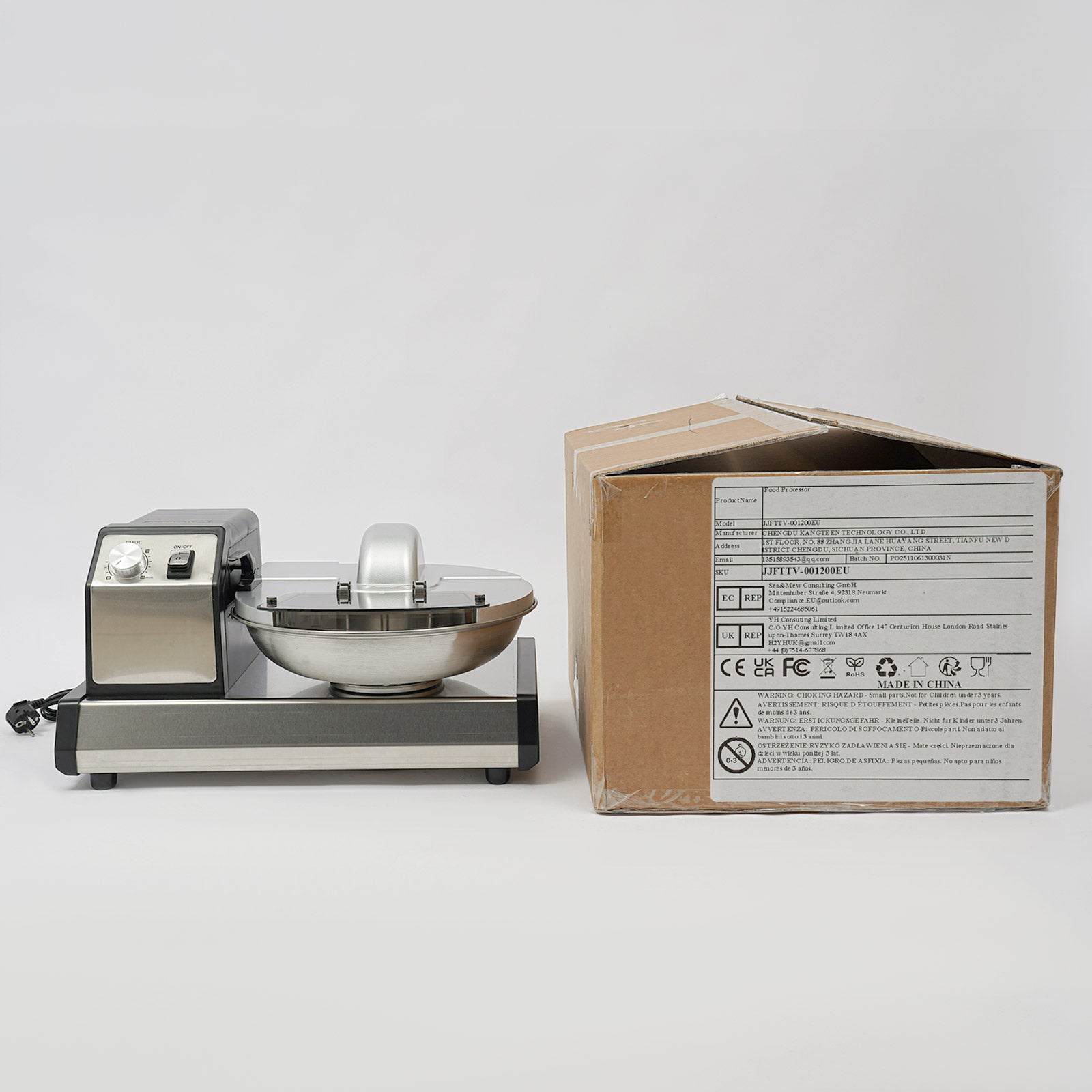Commerciële Voedselprocessor 5L – Elektrische Groentehakker en Vleesmolen met Timer 250W
