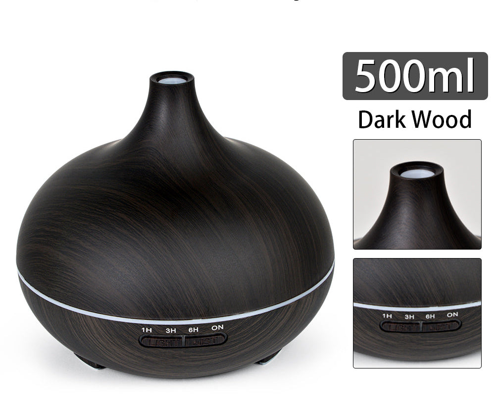Aroma Diffuser met Houtlook en Afstandsbediening – Ultrasone Luchtbevochtiger met LED Licht