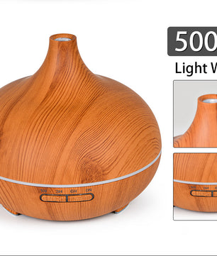 Aroma Diffuser met Houtlook en Afstandsbediening – Ultrasone Luchtbevochtiger met LED Licht