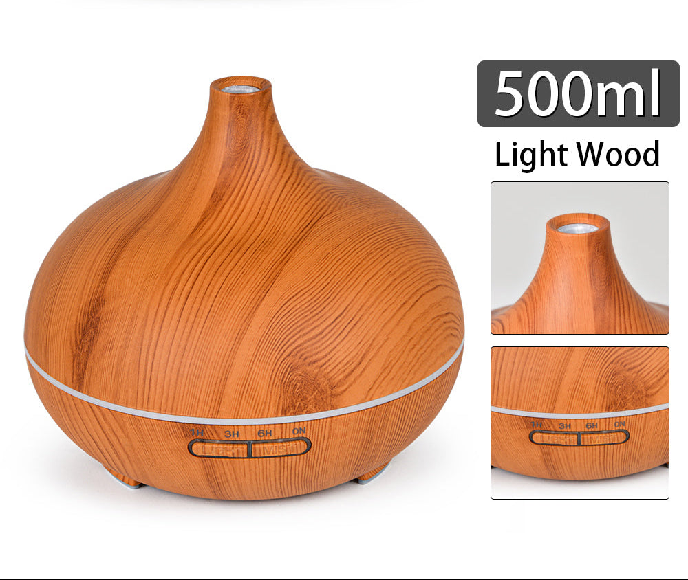 Aroma Diffuser met Houtlook en Afstandsbediening – Ultrasone Luchtbevochtiger met LED Licht