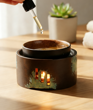 Keramische Aromatherapiebrander – Wax Melt en Olieverspreider met Kaarsverwarming voor Spa en Interieur