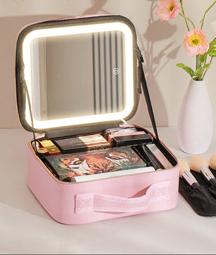 Make-up Koffer met Spiegel en Verdelers – Waterdichte Cosmetische Organizer