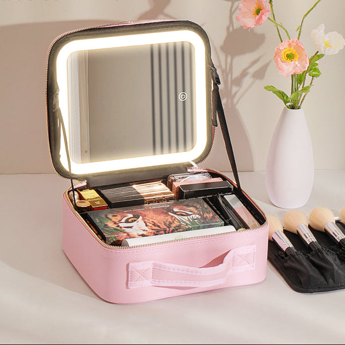 Make-up Koffer met Spiegel en Verdelers – Waterdichte Cosmetische Organizer