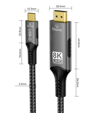 USB-C naar HDMI Kabel – 8K 60Hz / 4K 120Hz Adapter voor TV en Monitor