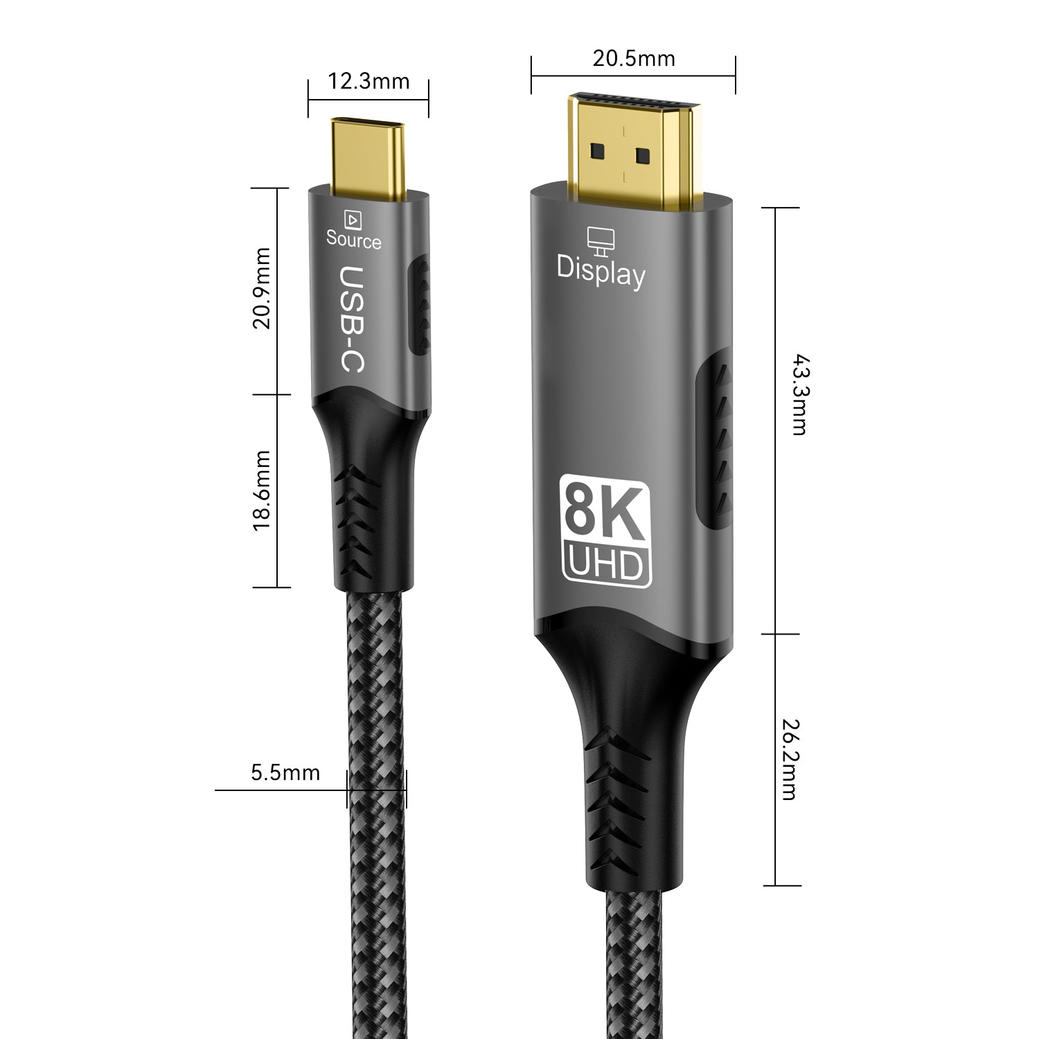 USB-C naar HDMI Kabel – 8K 60Hz / 4K 120Hz Adapter voor TV en Monitor
