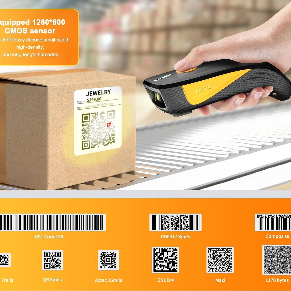 Draadloze QR- en Barcodescanner – Bluetooth 1D/2D Scanner voor Inventaris en POS Systemen