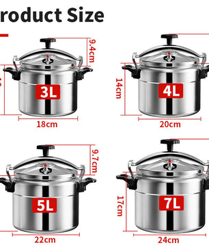 Aluminium Snelkookpan 3L/4L/5L/7L – Gasgeschikt met Easy Lock Deksel en Explosieveilige Constructie