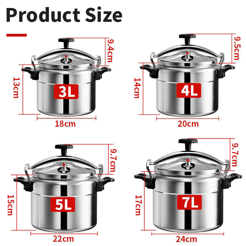 Aluminium Snelkookpan 3L/4L/5L/7L – Gasgeschikt met Easy Lock Deksel en Explosieveilige Constructie