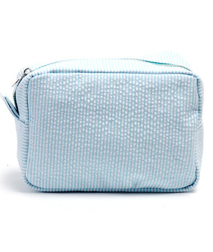 Seersucker Make-up Tas met Ruches – Gestreepte Cosmetische Reistas met Rits