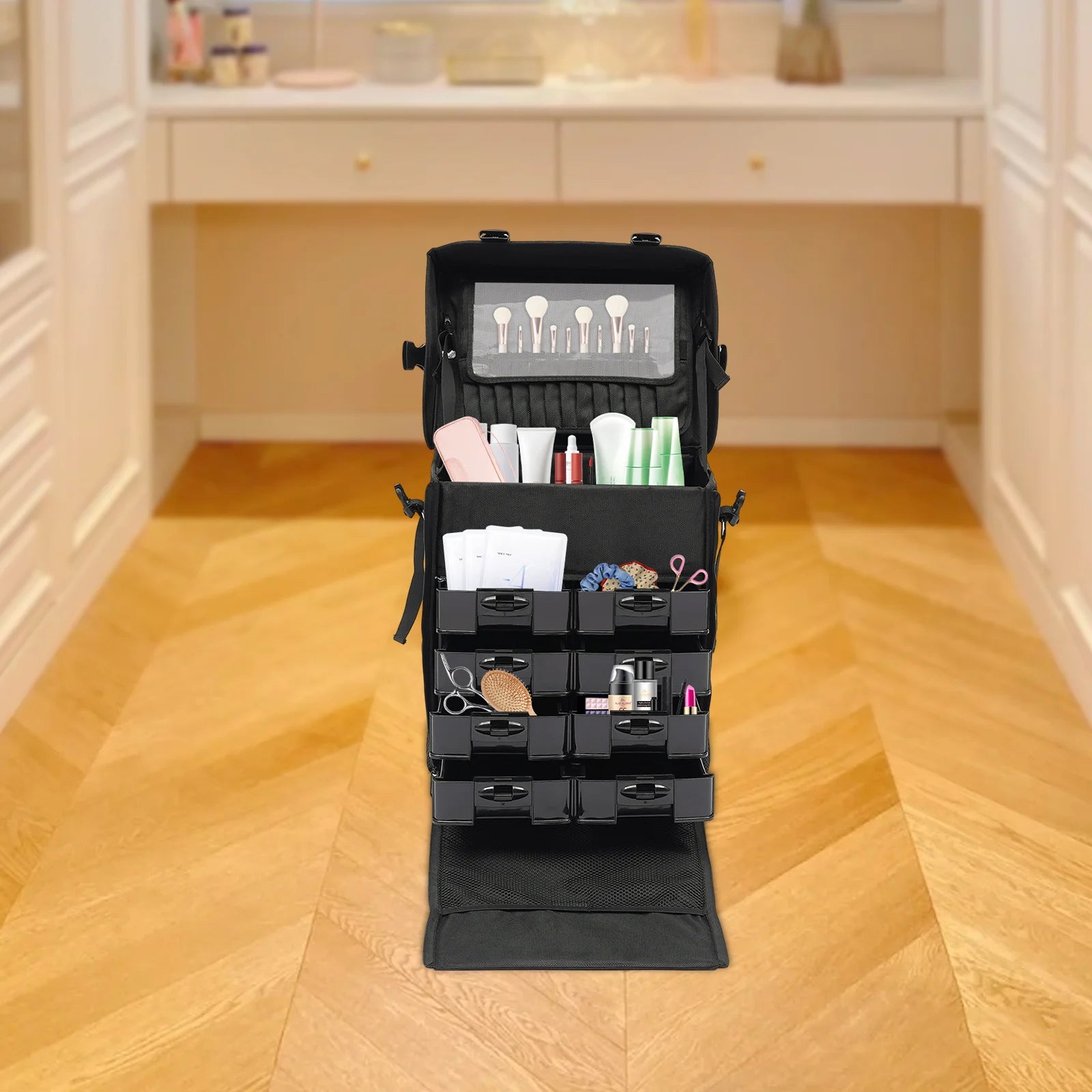 Multifunctionele Kapperstas met Wielen – Professionele Beauty Trolley met 8 Laden