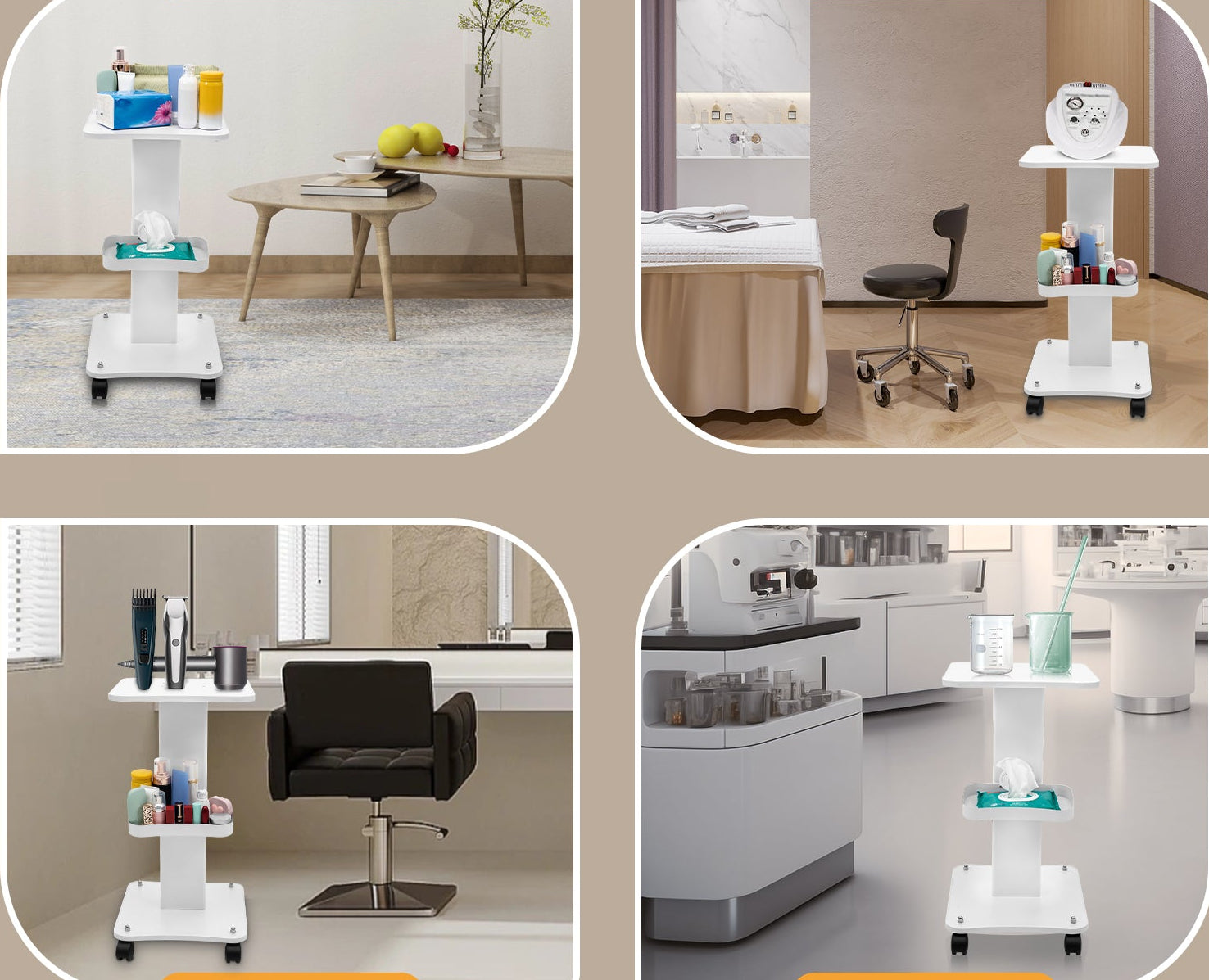 Schoonheidssalon Trolley met Wielen – Multifunctionele Rollende Kar met 40 kg Draagvermogen