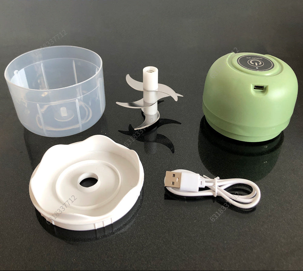 USB Draadloze Elektrische Knoflookstamper 250 ml – Compacte Groentehakker met 6 Messen