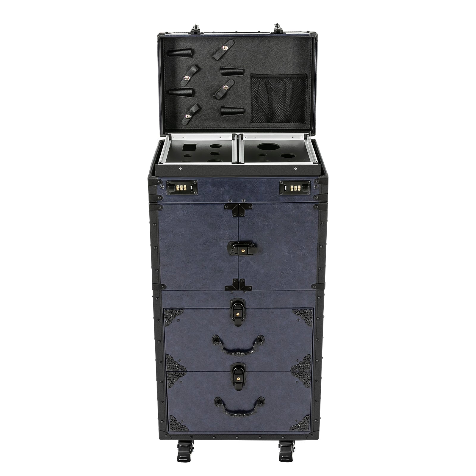 Vintage Make-up Trolley met Wielen – Afsluitbare Cosmetische Koffer met Grote Capaciteit