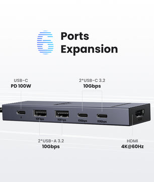 USB-C Hub 10Gbps met 4K 60Hz HDMI en PD Opladen – Multifunctioneel Docking Station