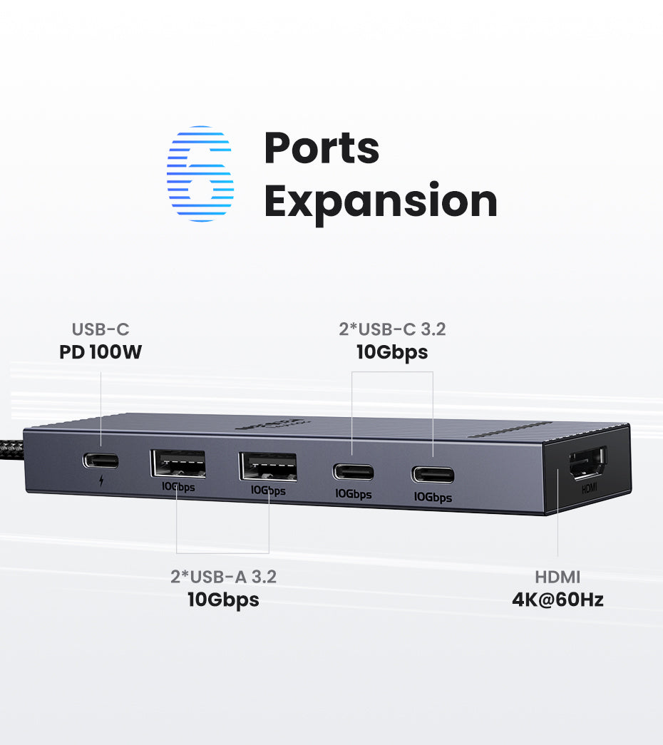 USB-C Hub 10Gbps met 4K 60Hz HDMI en PD Opladen – Multifunctioneel Docking Station