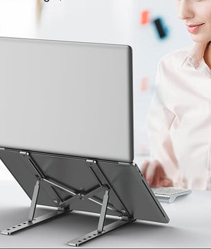 Verstelbare Aluminium Laptopstandaard – Opvouwbare en Draagbare Verhoger met Koelfunctie en Antislip Ontwerp