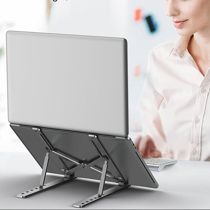 Verstelbare Aluminium Laptopstandaard – Opvouwbare en Draagbare Verhoger met Koelfunctie en Antislip Ontwerp